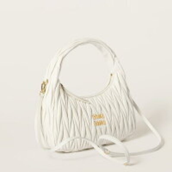Miu Miu Wonder Matelassé Leather Hobo Bag White - Picture 2 of 5